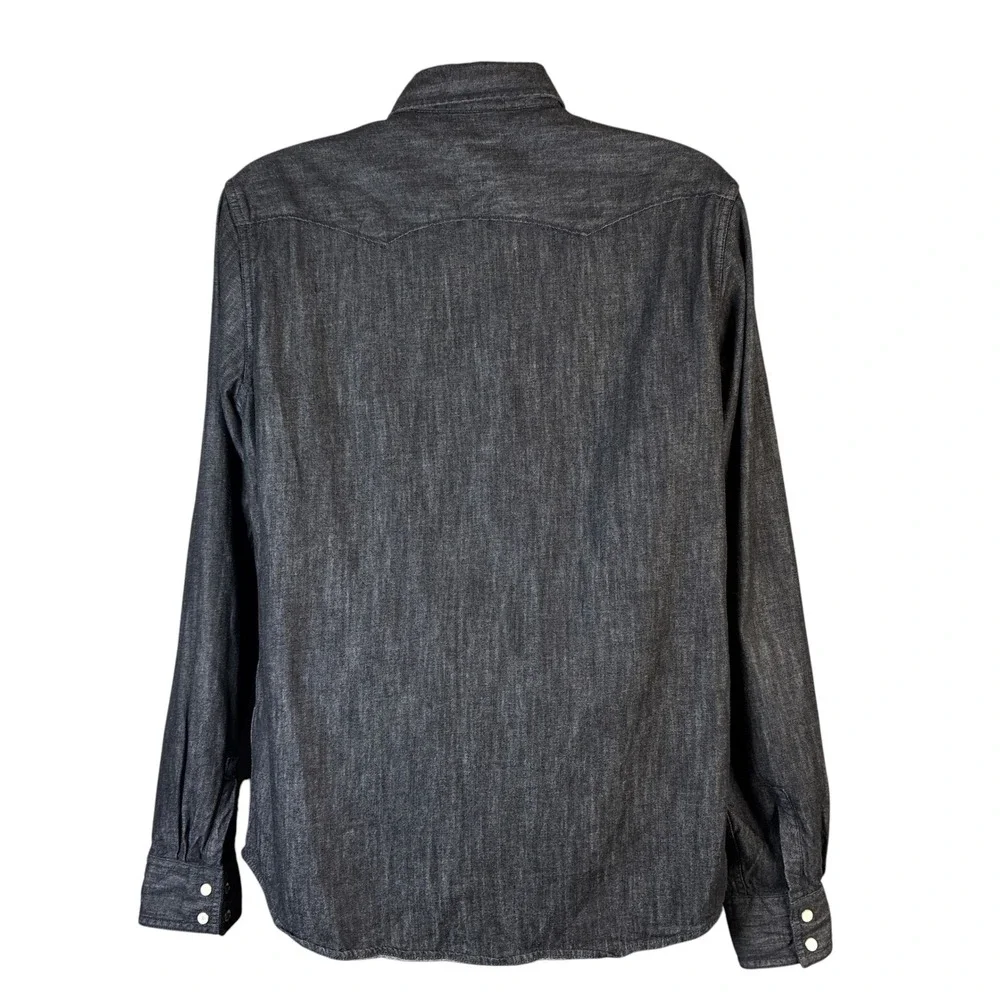 Levi's Mens Black Denim Western Pearl Snap Front Shirt Modern Fit Large Western - Picture 3 of 16